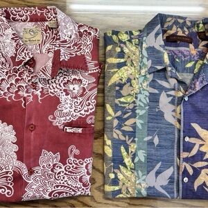 Lot of 2 Vintage Tori Richard Shirt Floral Clouds Hawaiian Cotton Lawn USA XL